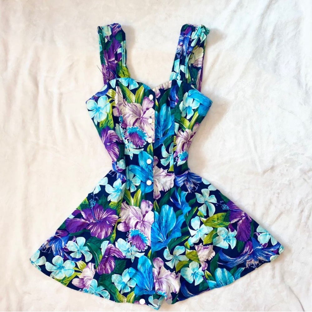 Women’s 80s 90s Vintage Floral Romper